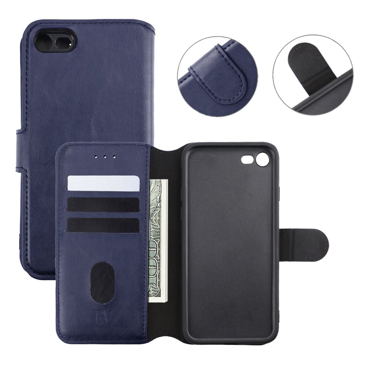 iPhone 7/8/SE 2020 Plånboksfodral Magnet Rvelon - Blå image 5