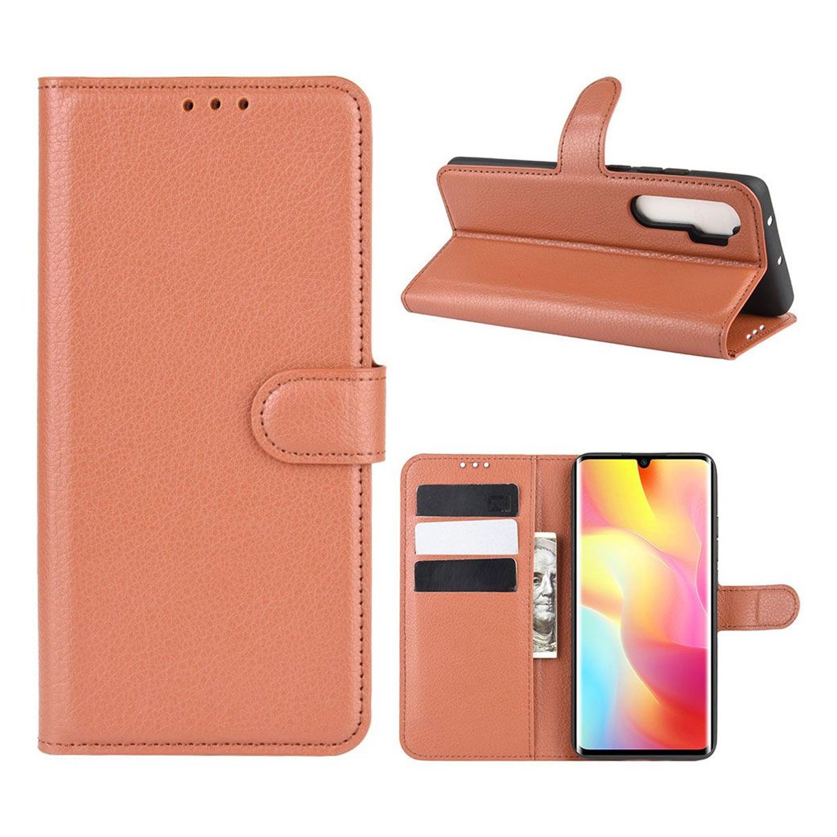 Xiaomi Mi Note 10 Lite Plånboksfodral med Stativ - Brun image 5