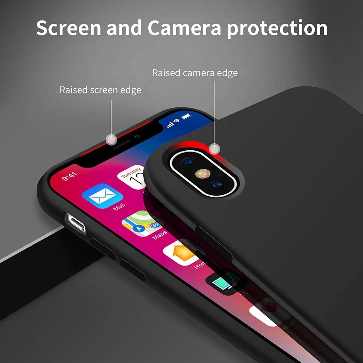 iPhone X/XS Silikonskal Rvelon - Svart image 2