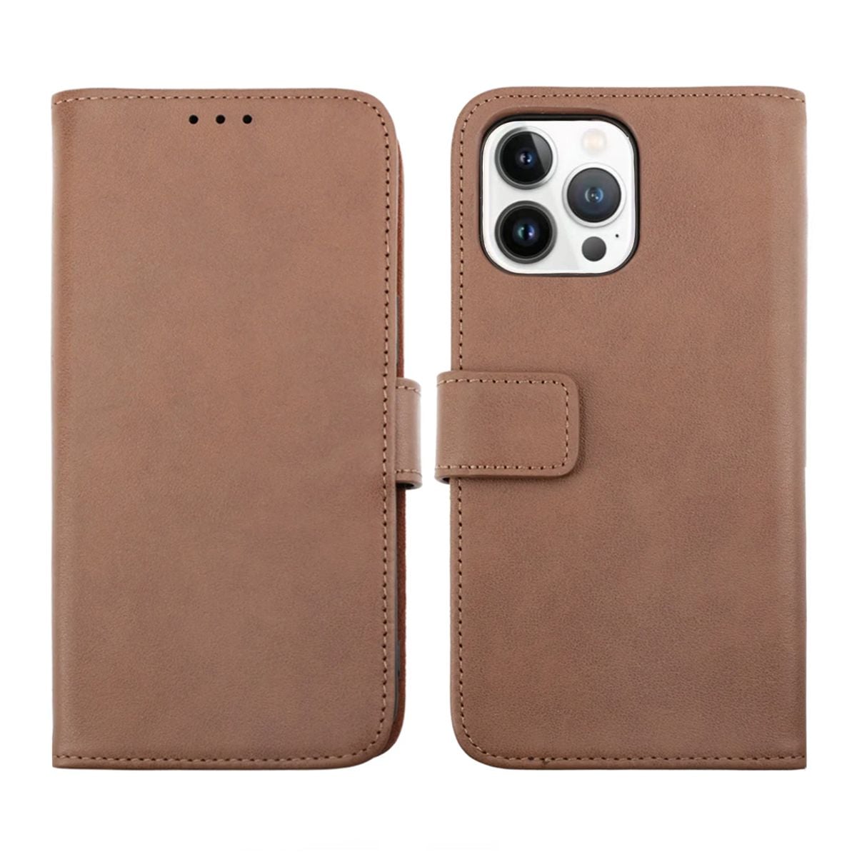 iPhone 14 Pro Max Plånboksfodral Läder Rvelon - Brun image 1