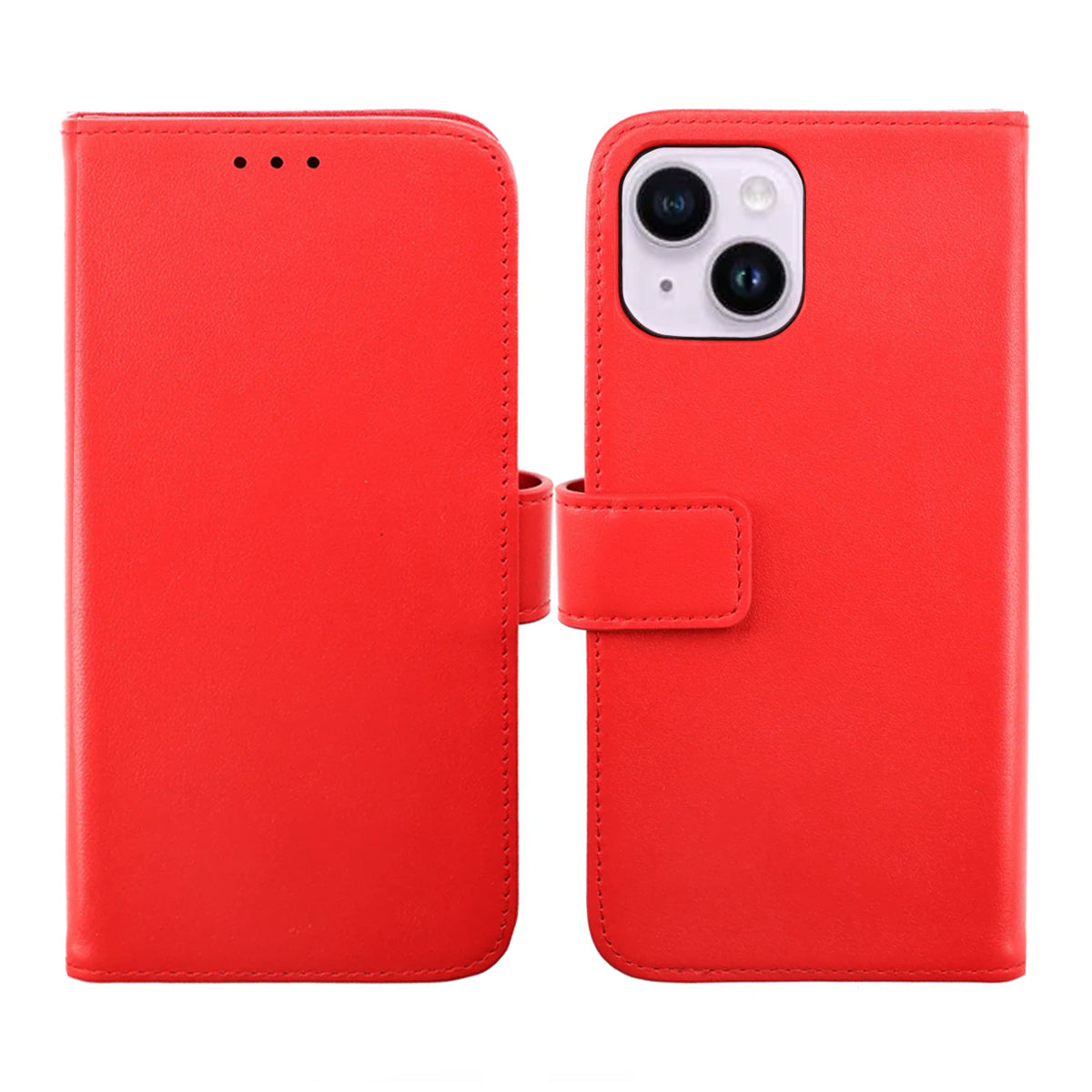 iPhone 14 Plånboksfodral Läder Rvelon - Röd image 1