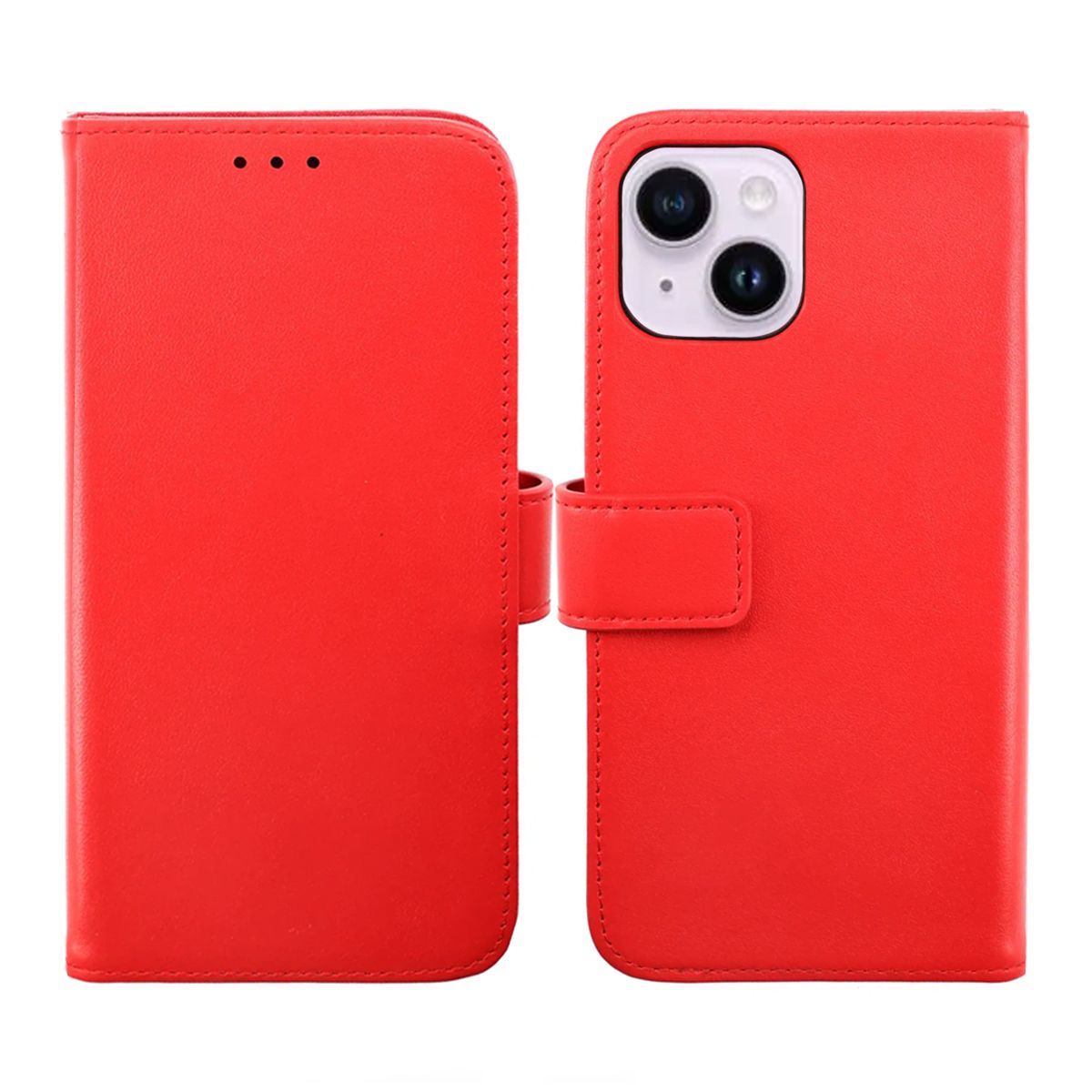 iPhone 14 Plus Plånboksfodral Läder Rvelon - Röd image 1