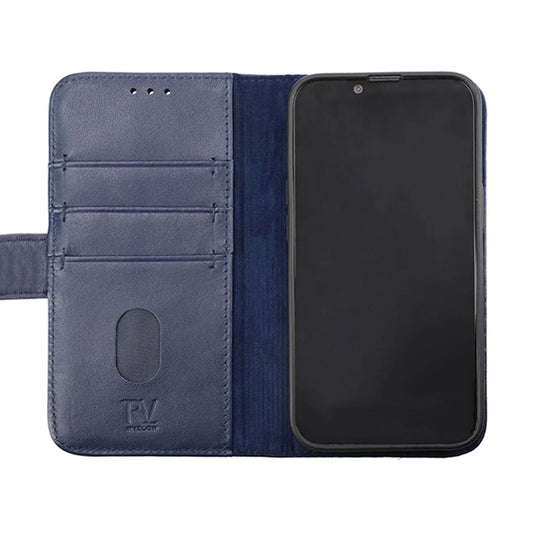 iPhone 14 Pro Plånboksfodral Läder Rvelon - Blå image 3