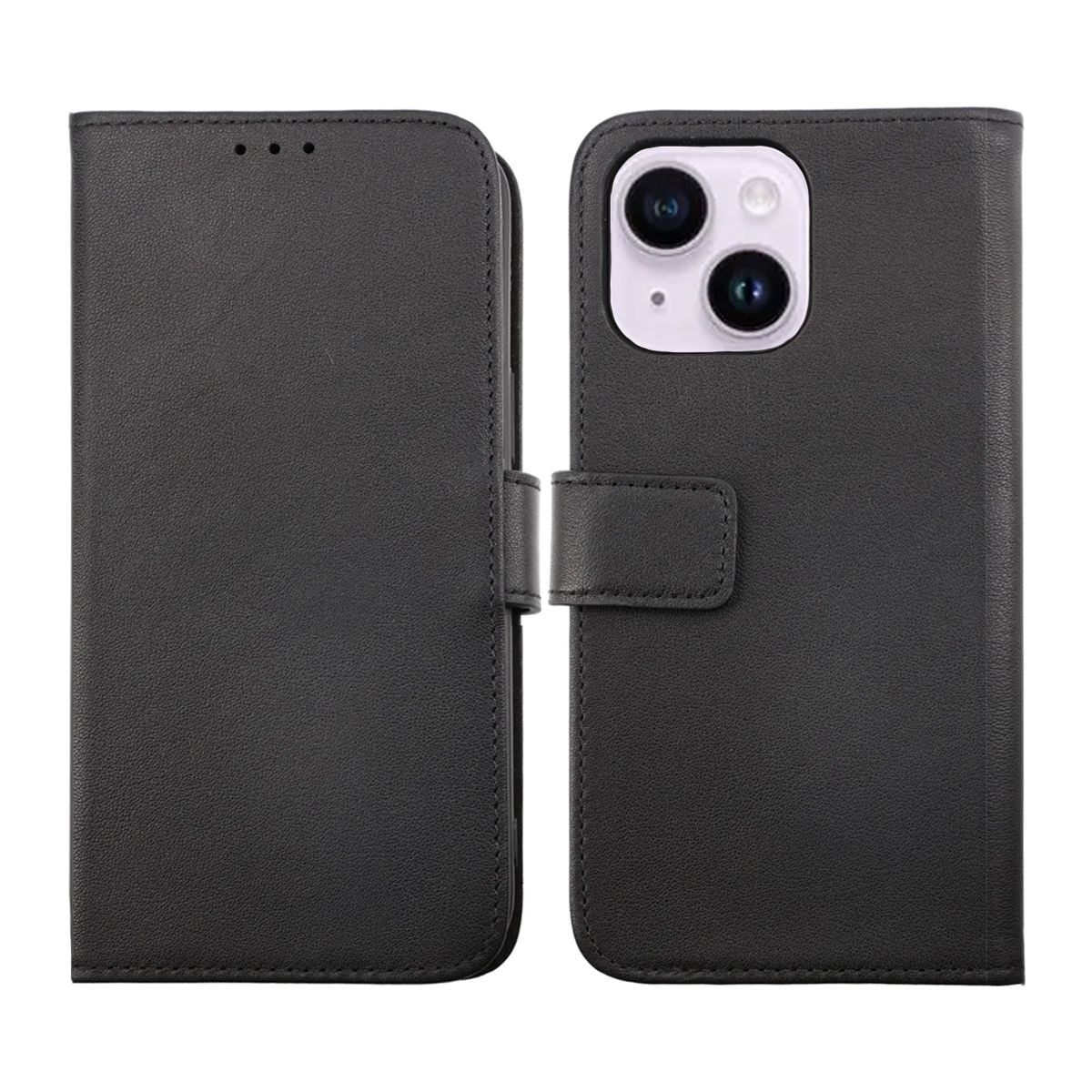 iPhone 14 Plus Plånboksfodral Läder Rvelon - Svart image 1