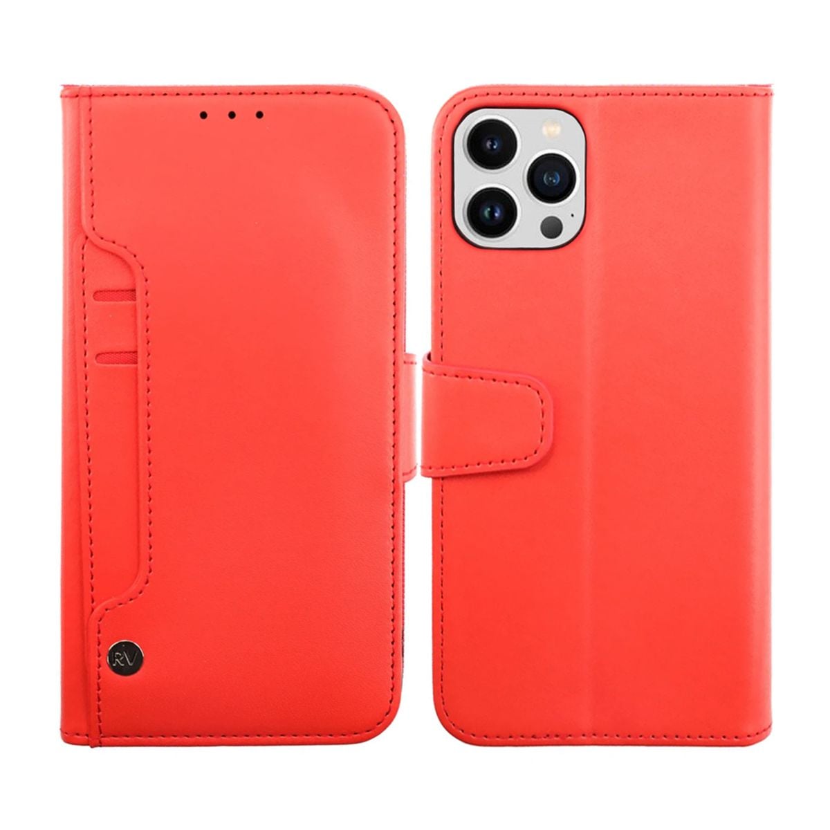 iPhone 14 Pro Max Plånboksfodral Extra Kortfack Rvelon - Röd image 1