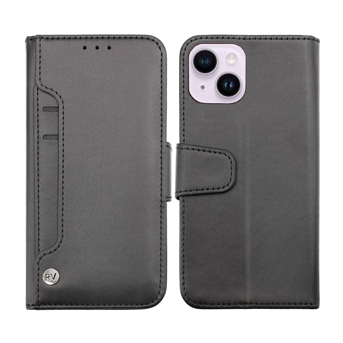 iPhone 14 Plånboksfodral Extra Kortfack Rvelon - Svart image 1