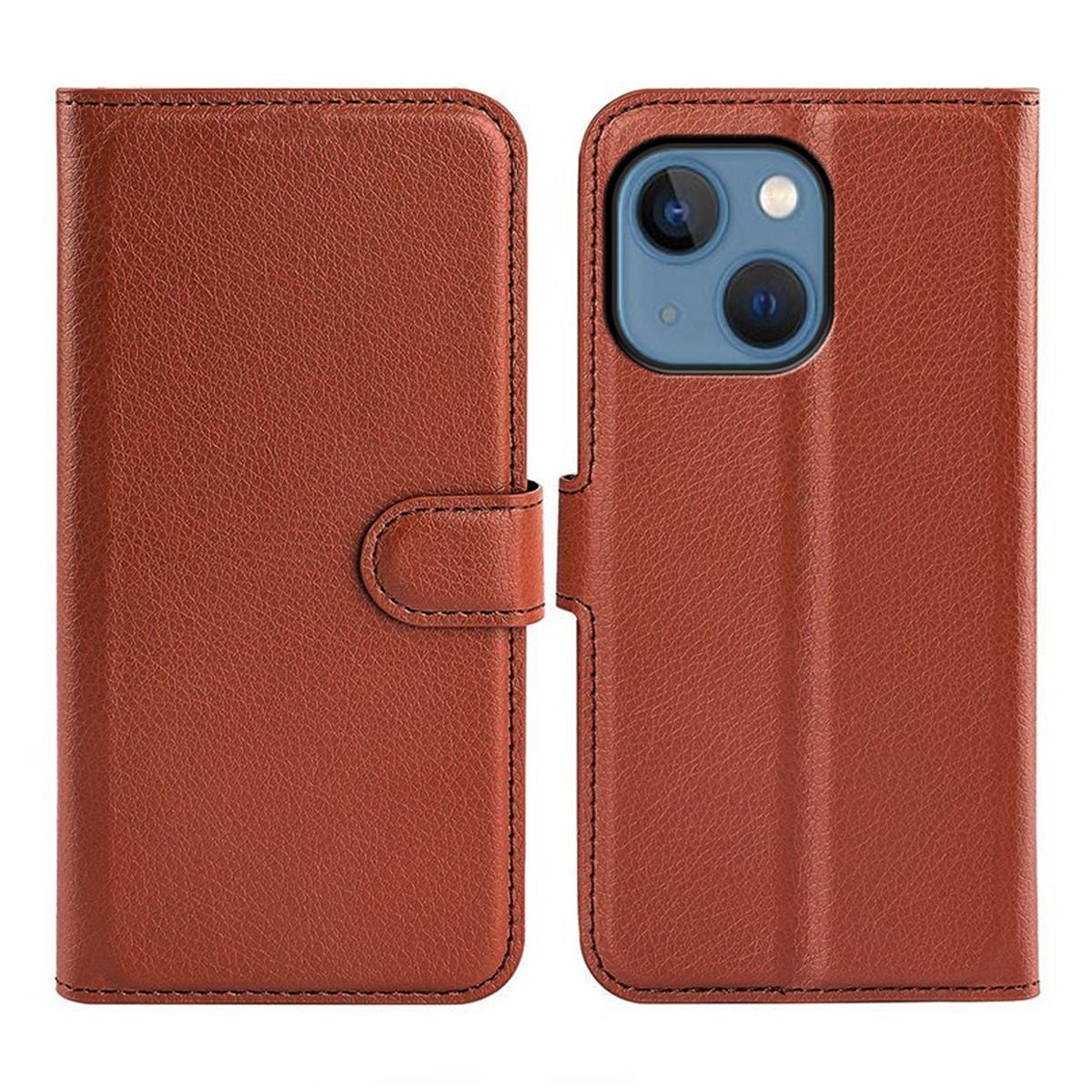 iPhone 14 Plånboksfodral med Stativ - Brun image 1