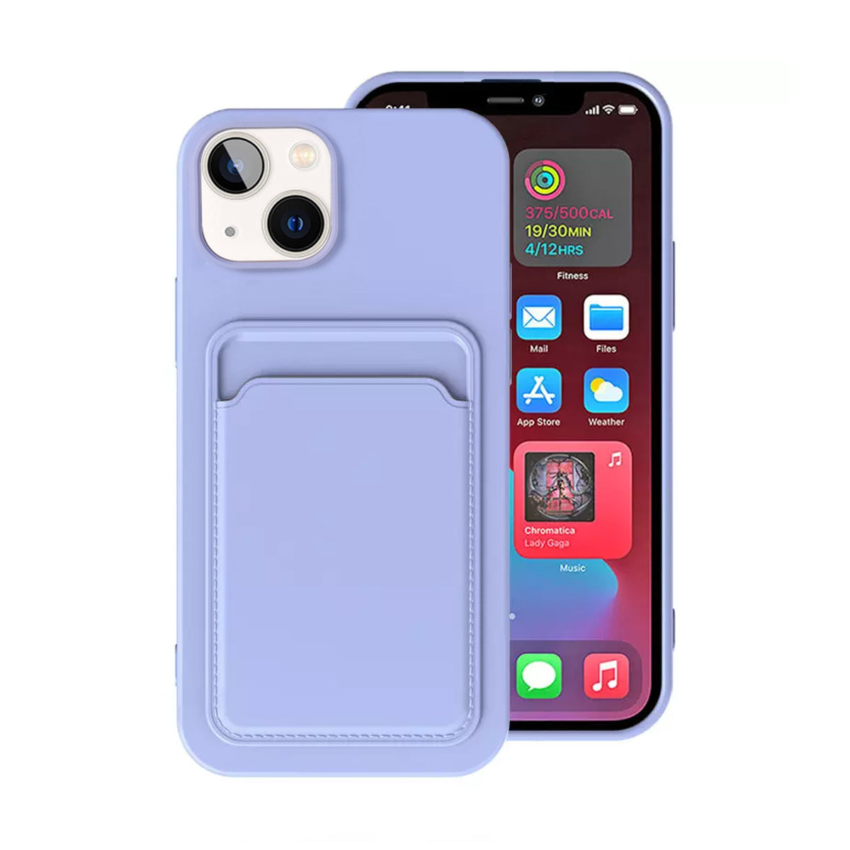 iPhone 14 Silikonskal med Korthållare - Lila image 1
