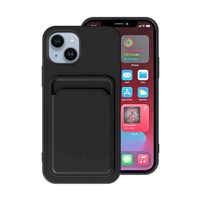 iPhone 14 Plus Silikonskal med Korthållare - Svart image 1