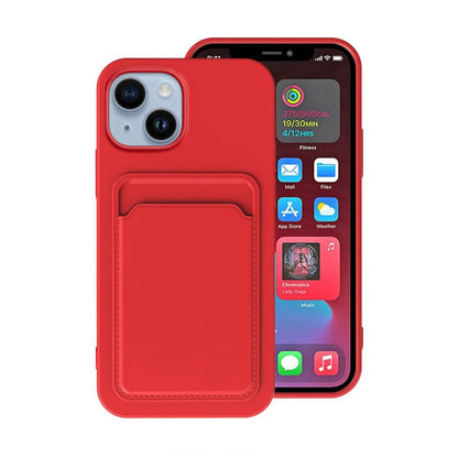 iPhone 14 Plus Silikonskal med Korthållare - Röd image 1