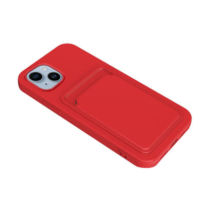 iPhone 14 Plus Silikonskal med Korthållare - Röd image 2