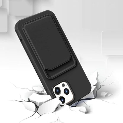 iPhone 14 Pro Silikonskal med Korthållare - Svart image 5