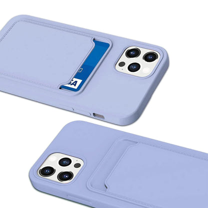 iPhone 14 Pro Silikonskal med Korthållare - Lila image 2