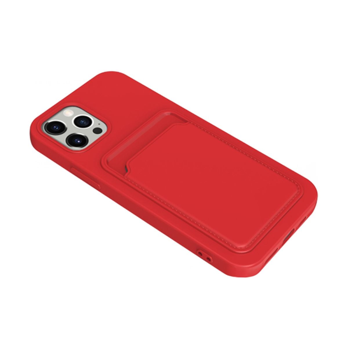 iPhone 14 Pro Silikonskal med Korthållare - Röd image 2