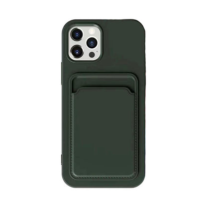 iPhone 14 Pro Max Silikonskal med Korthållare - Militärgrön image 2