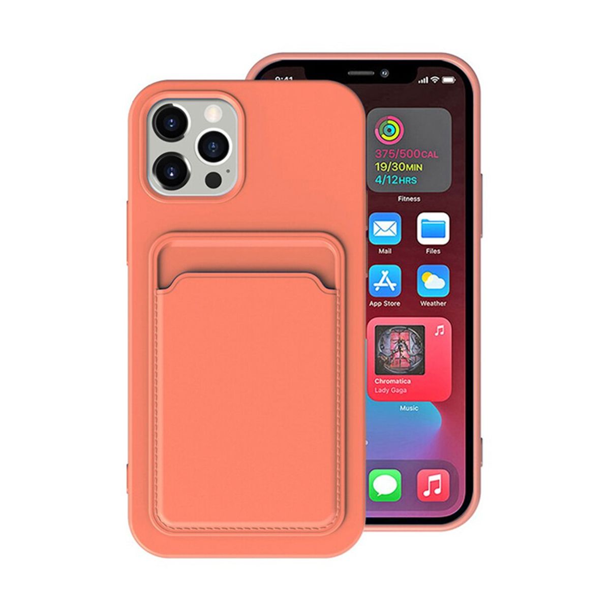 iPhone 14 Pro Max Silikonskal med Korthållare - Orange image 1