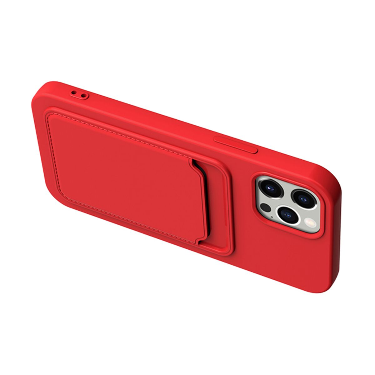 iPhone 14 Pro Max Silikonskal med Korthållare - Röd image 5