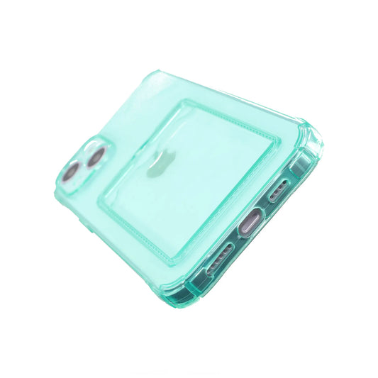 iPhone 14 Plus Stöttåligt Skal med Korthållare - Grön image 2