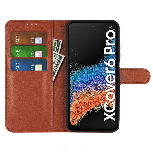 Samsung Galaxy Xcover 6 Pro Plånboksfodral med Stativ - Brun image 2