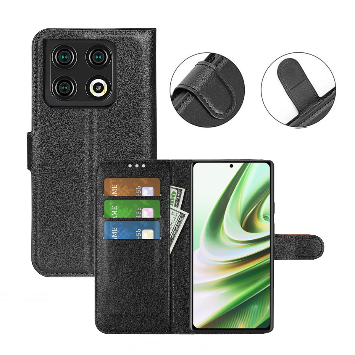 OnePlus 10T Plånboksfodral med Stativ - Svart image 5