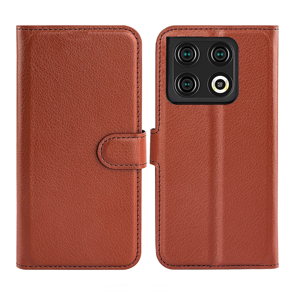 OnePlus 10T Plånboksfodral med Stativ - Brun image 1