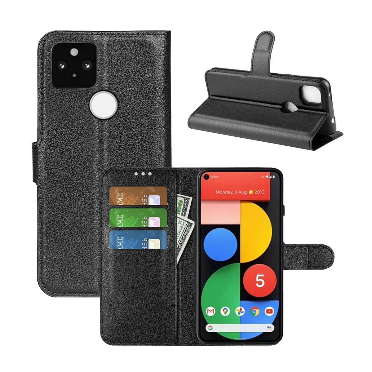 Google Pixel 5A Plånboksfodral med Stativ - Svart image 6