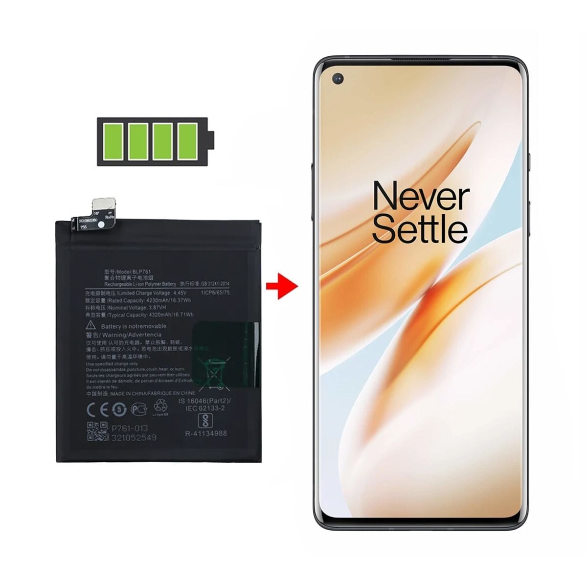 Batteri till OnePlus BLP761 image 4
