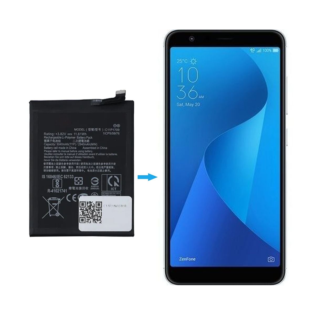 Batteri till Asus Zenfone Live L1 etc image 4