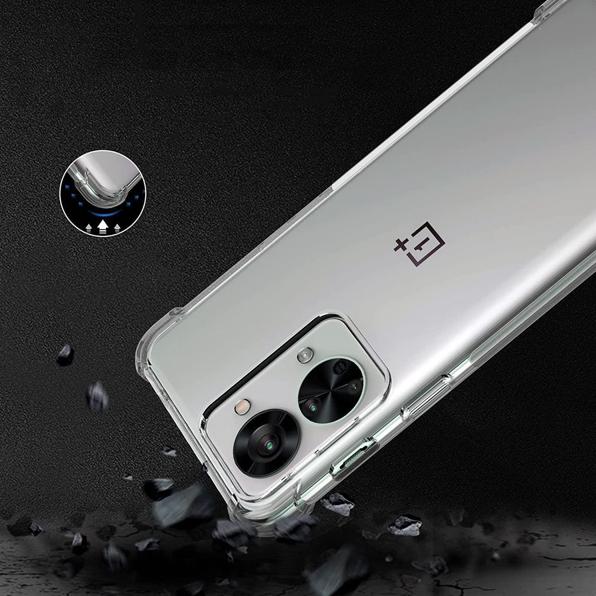 OnePlus Nord 2T Stöttåligt TPU Mobilskal - Transparent image 4