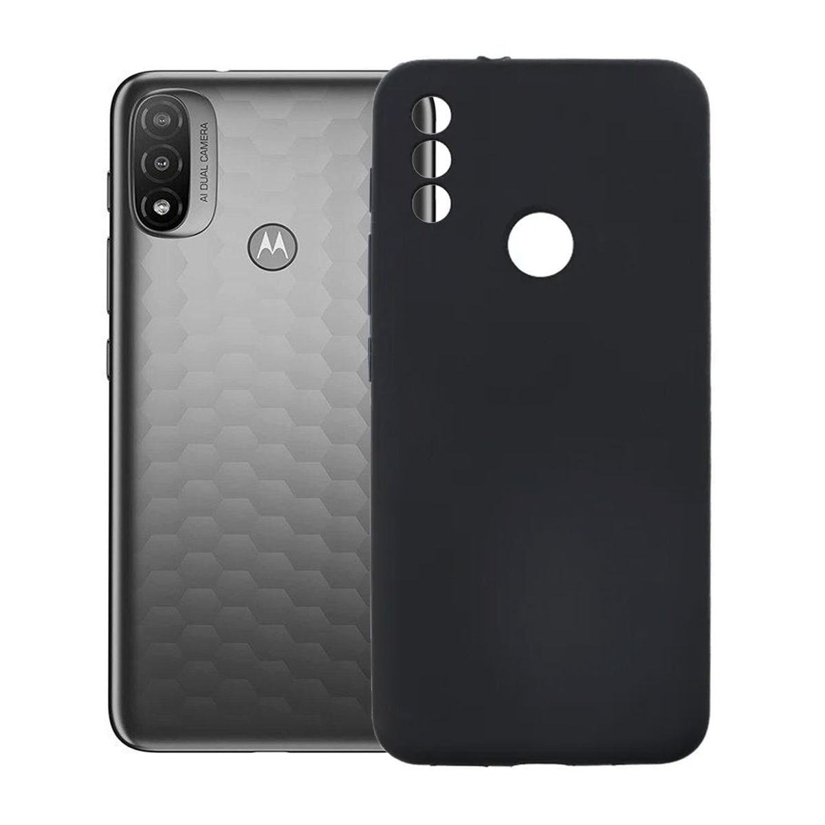 Motorola Moto E20 Silikonskal med Kameraskydd - Svart image 1