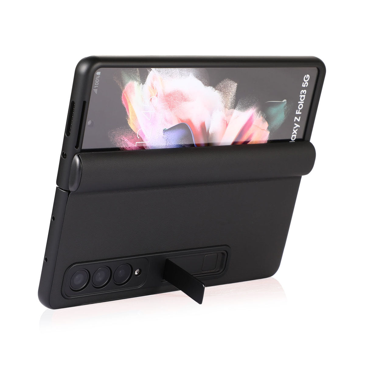 Samsung Galaxy Z Fold3 Mobilskal Fodral Läder - Svart image 3