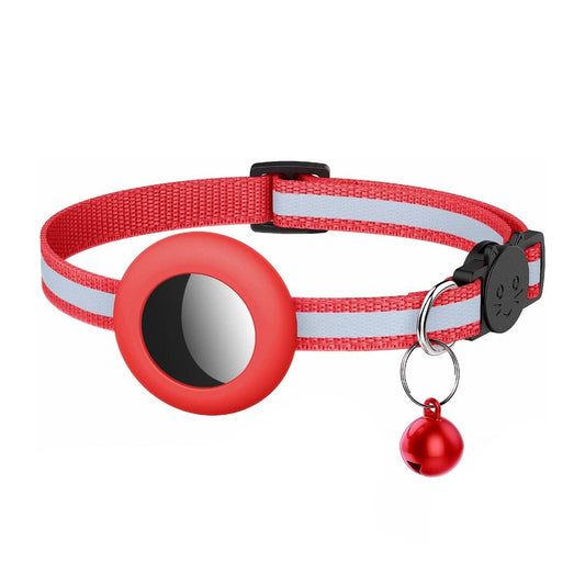 AirTag Katthalsband justerbart med Reflex och Bjällra - Röd image 1