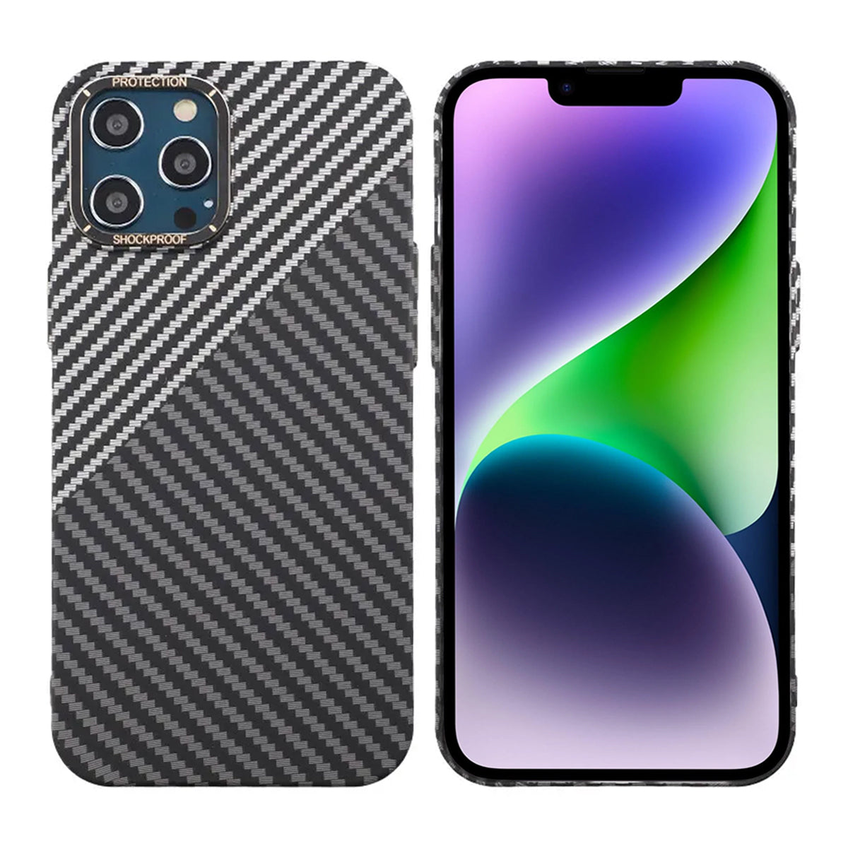 Kolfiber Skal iPhone 12 Pro Max - Svart & Vit image 1