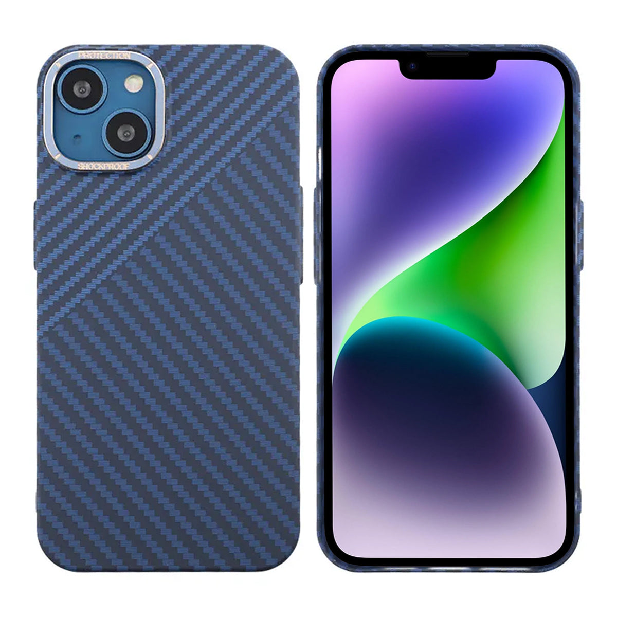 Kolfiber Skal iPhone 13 - Blå & Grå image 1
