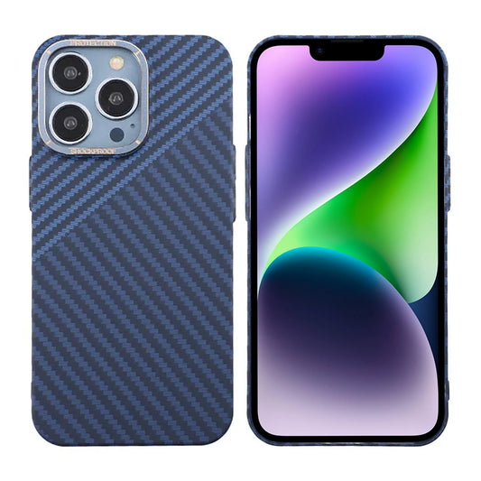 Kolfiber Skal iPhone 13 Pro - Blå & Grå image 1