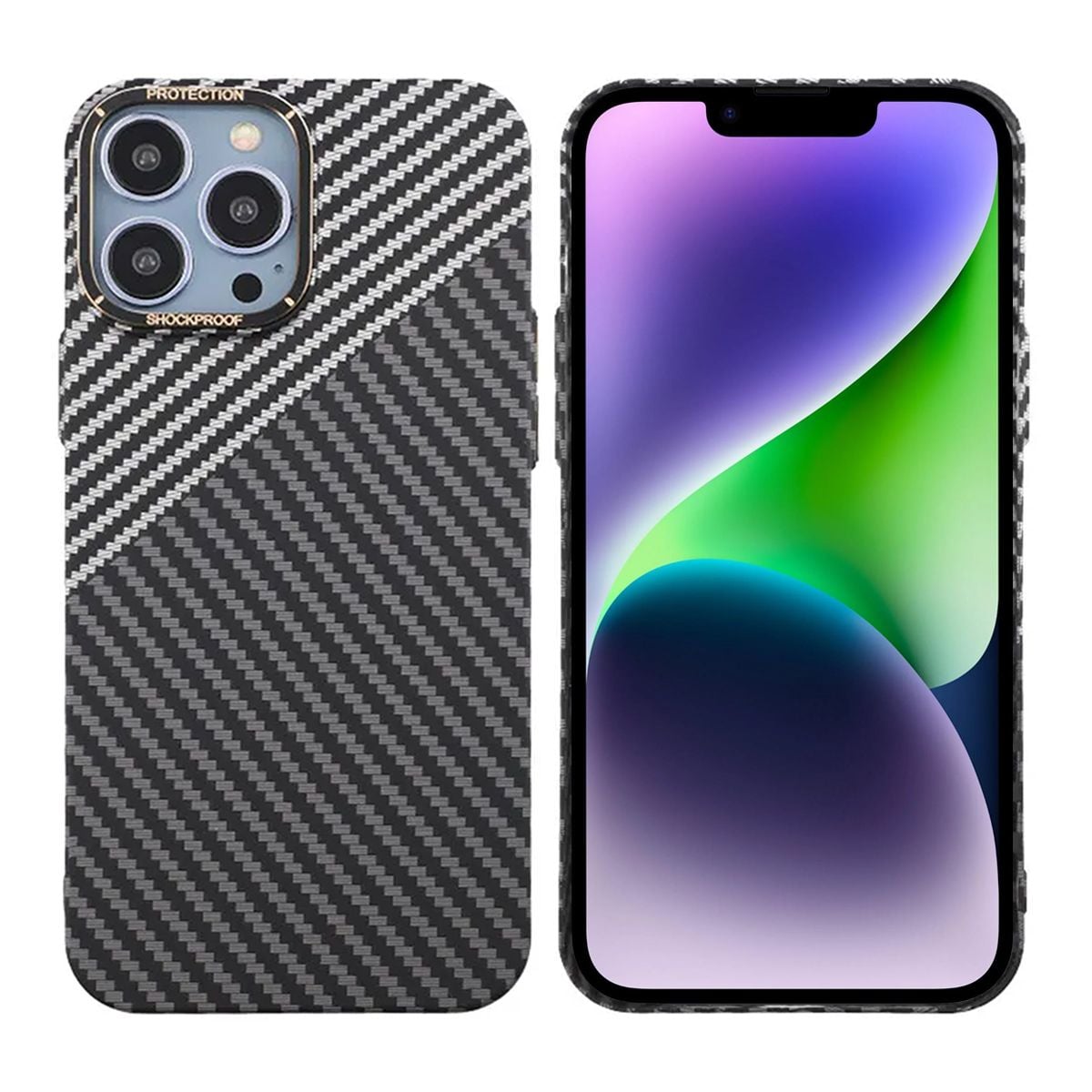 Kolfiber Skal iPhone 13 Pro Max - Svart & Vit image 1