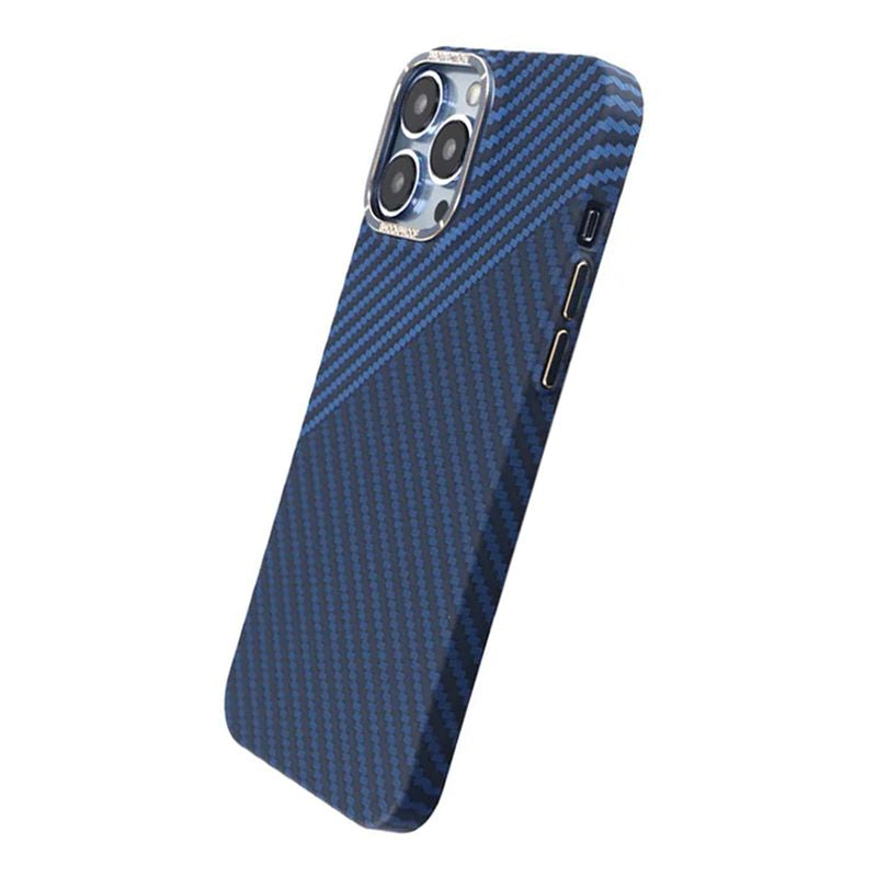 Kolfiber Skal iPhone 13 Pro Max - Blå & Grå image 5