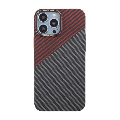Kolfiber Skal iPhone 13 Pro Max - Röd & Svart image 2
