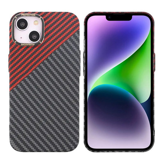 Kolfiber Skal iPhone 14 - Röd & Svart image 1