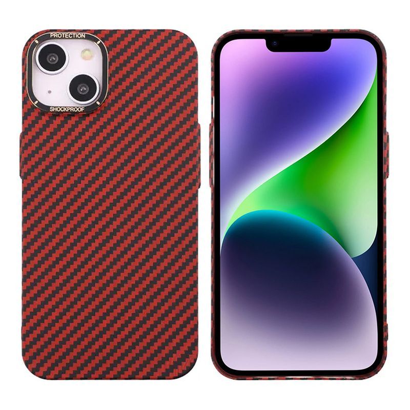 Kolfiber Skal iPhone 14 Plus - Röd image 1