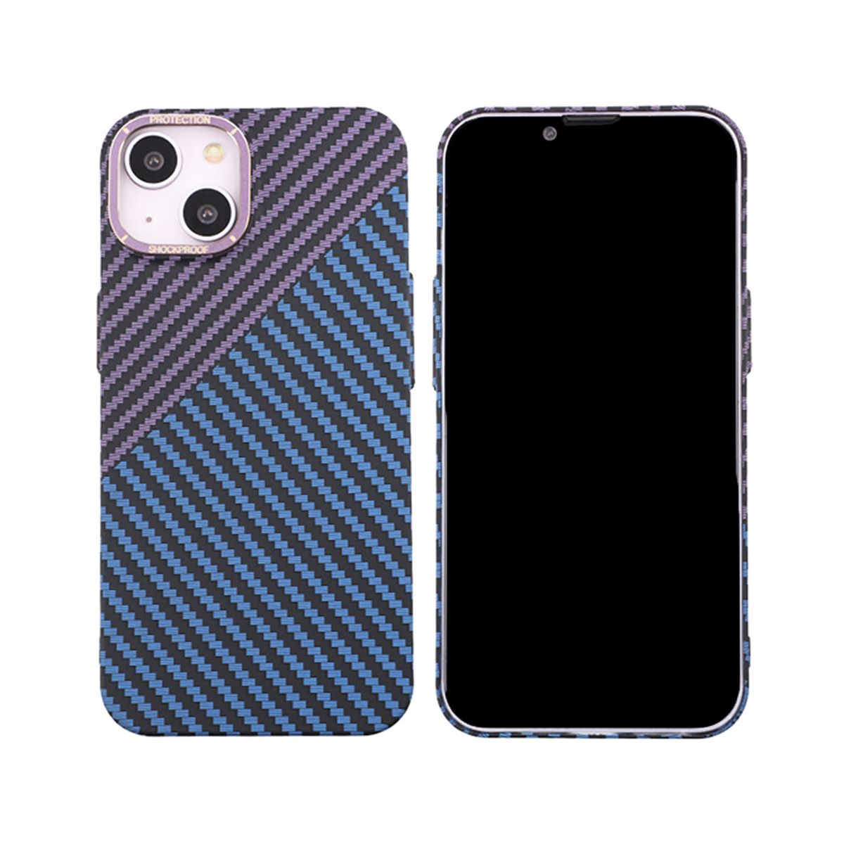 Kolfiber Skal iPhone 14 Plus - Lila & Blå image 1