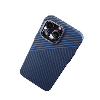 Kolfiber Skal iPhone 14 Pro Max - Blå & Grå image 4