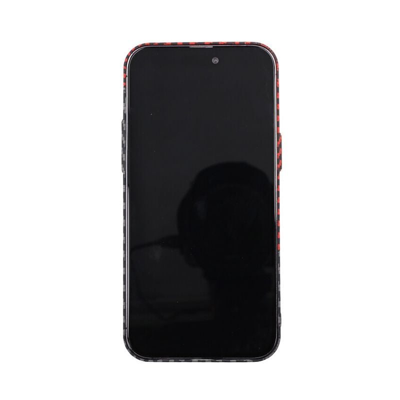 Kolfiber Skal iPhone 14 Pro Max - Röd & Svart image 3