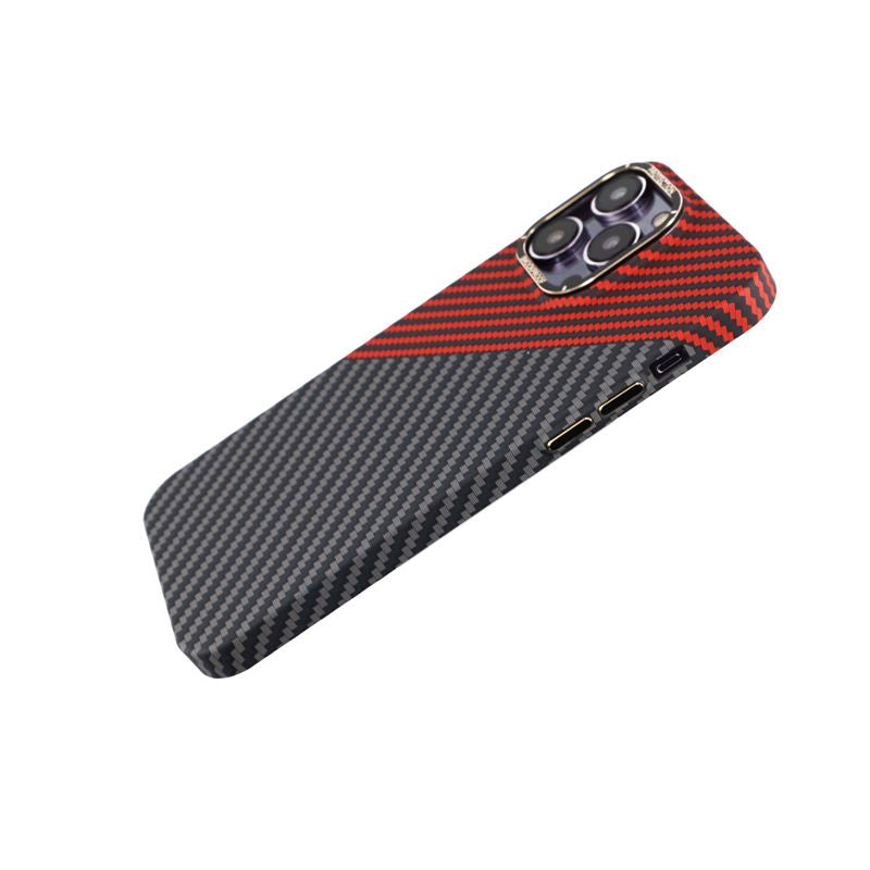 Kolfiber Skal iPhone 14 Pro Max - Röd & Svart image 6