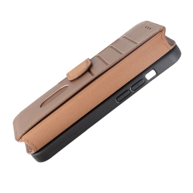 iPhone 15 Pro Plånboksfodral Läder Rvelon - Brun image 10
