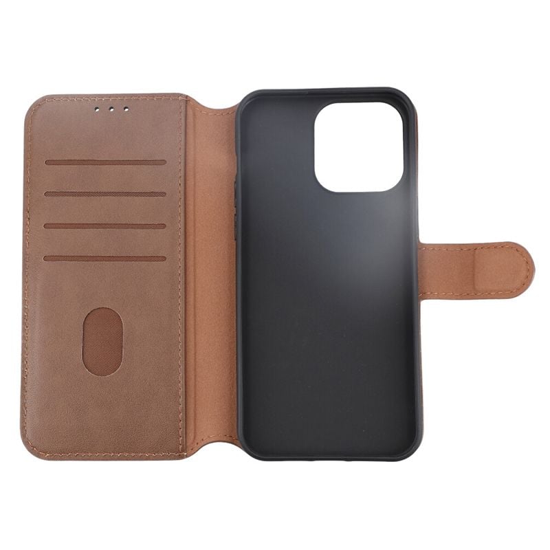 iPhone 15 Pro Max Plånboksfodral Läder Rvelon - Brun image 5