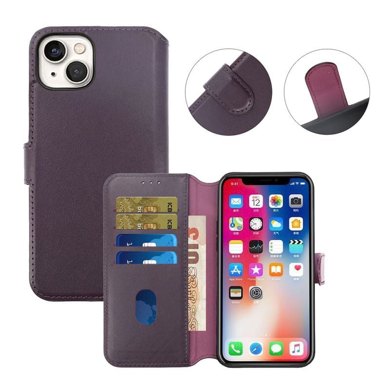 iPhone 15 Plus Plånboksfodral Läder Rvelon - Lila image 5