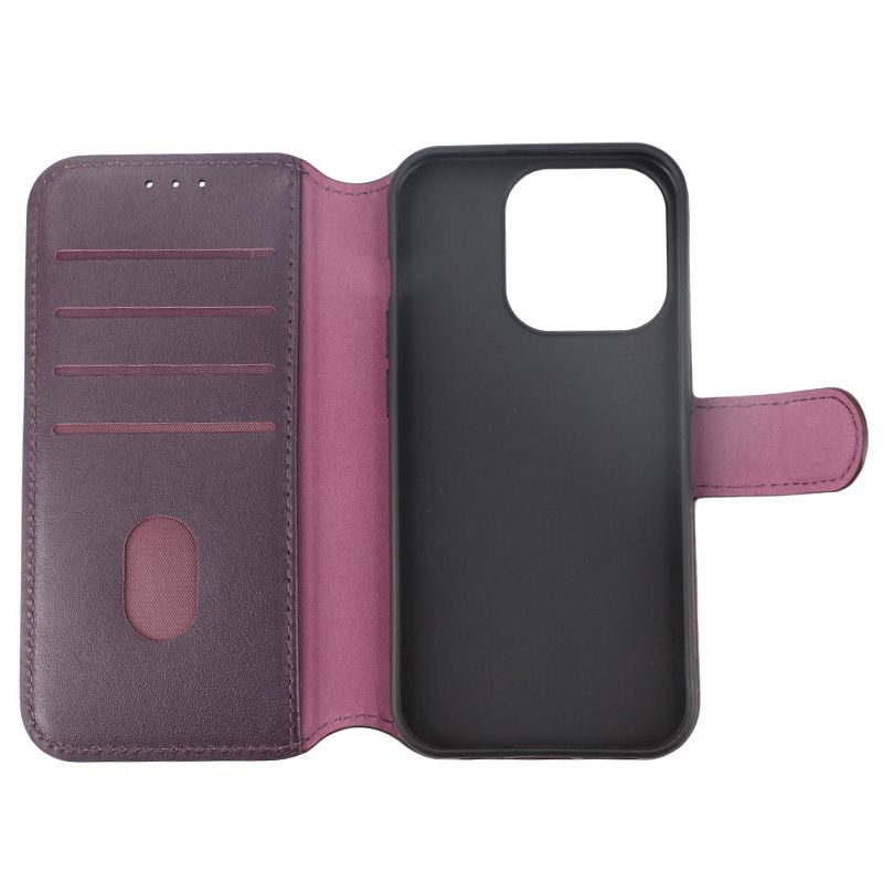 iPhone 15 Pro Plånboksfodral Läder Rvelon - Lila image 4