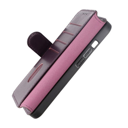 iPhone 15 Pro Plånboksfodral Läder Rvelon - Lila image 8