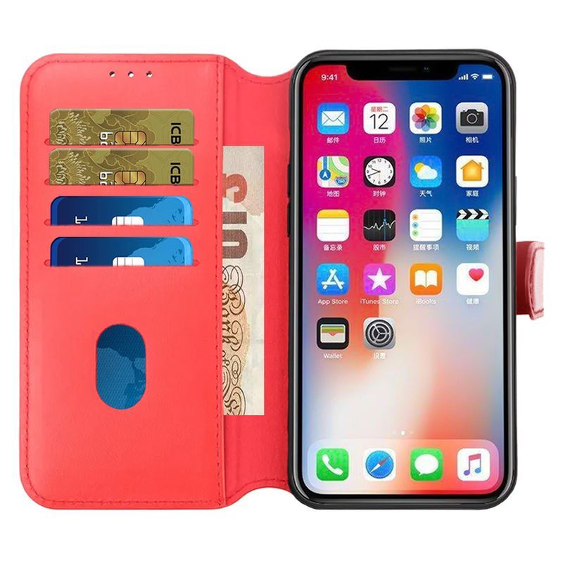 iPhone 15 Plus Plånboksfodral Läder Rvelon - Röd image 2